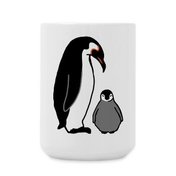 Pingouin avec bébé - Grande tasse 440 ml - blanc - Devant