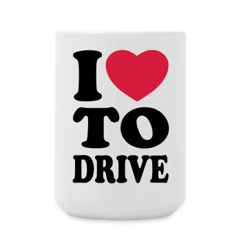 I love to drive - Ich liebe es zu fahren - Große Tasse 440 ml - Weiß - Vorne
