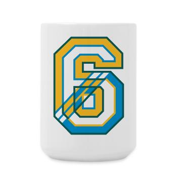 Maillot numéro six au Style Varsity - Grande tasse 440 ml - blanc - Devant