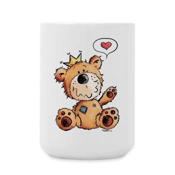 Bären Prinz König Mit Krone I Bärchen Bär Tedddy  - Große Tasse 440 ml - Weiß - Vorne