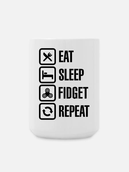 Eat Sleep Fidget Repeat - Fidget Spinner - Large Mug 440 ml - white