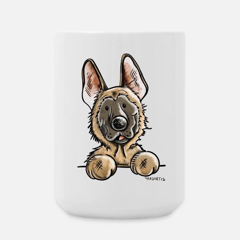 Neugieriger Malinois - Große Tasse 440 ml - Weiß