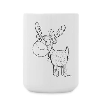 Lustiger Elch - Elche - Hirsch - Reh - Geschenk - Große Tasse 440 ml - Weiß - Vorne