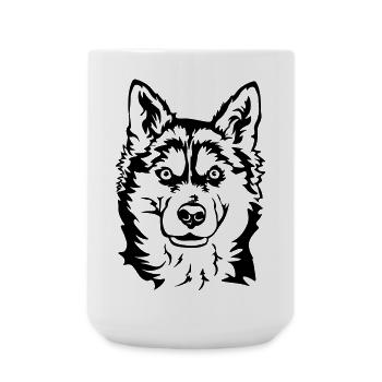Tête de husky - Grande tasse 440 ml - blanc - Devant