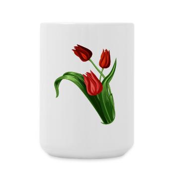 Illustration élégante de tulipes rouges - Grande tasse 440 ml - blanc - Devant