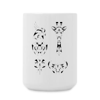 Animaux geometrie origami perroquet crocodile  - Grande tasse 440 ml - blanc - Devant