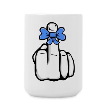 Hand Fuck You! Mittelfinger! süß cool Symbol - Große Tasse 440 ml - Weiß - Vorne