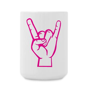 Hand with Rock- Metal -Satan Symbol Pink - Large Mug 440 ml - white - Front