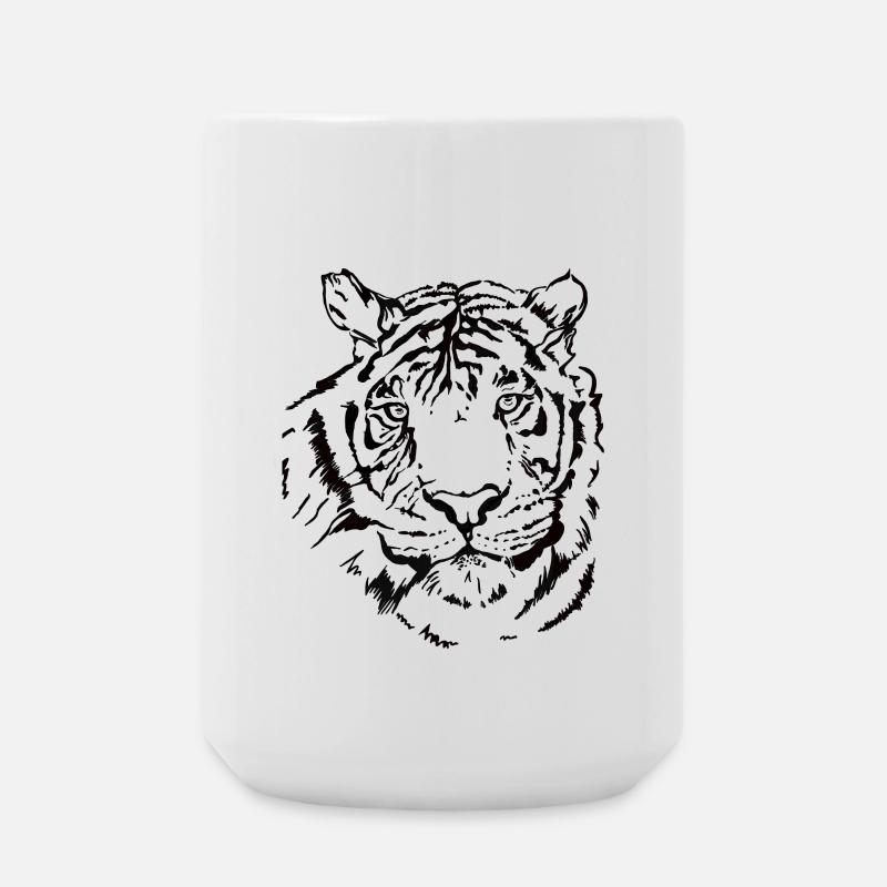 Handgezeichneter Tiger - Große Tasse 440 ml - Weiß