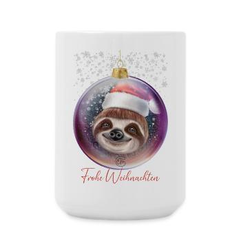 Frohe Weihnachten Weihnachtsoutfit Faultier - Große Tasse 440 ml - Weiß - Vorne