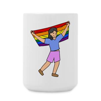 Défilé du drapeau arc-en-ciel LGBT Droits des homosexuels - Grande tasse 440 ml - blanc - Devant