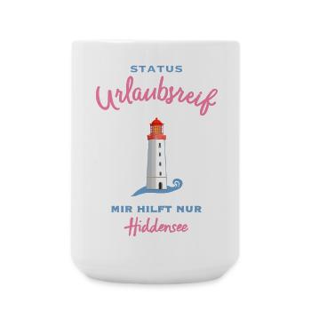 Hiddensee, Leuchtturm Dornbusch, Urlaubsreif - Große Tasse 440 ml - Weiß - Vorne