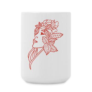 The Lady and the Rose (red) - Large Mug 440 ml - white - Front