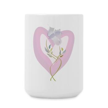 Sanfte weiße Tulpe Herz Illustration - Große Tasse 440 ml - Weiß - Vorne