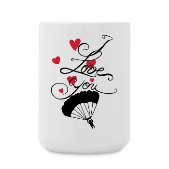 Fallschirmspringer mit I love you Schriftzug - Große Tasse 440 ml - Weiß - Vorne
