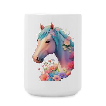 Flower Horse - Large Mug 440 ml - white - Front