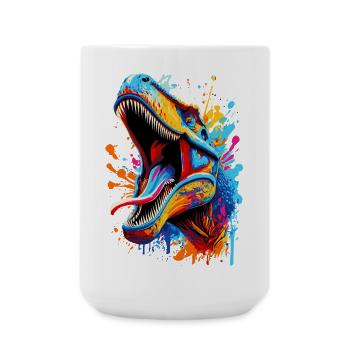 T-Rex Coloré - Dinosaure Tyrannosaurus Rex - Grande tasse 440 ml - blanc - Devant