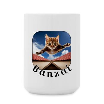 Banzai katze 2 - Große Tasse 440 ml - Weiß - Vorne