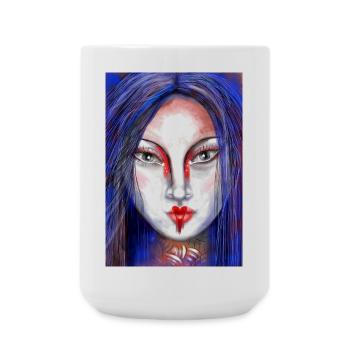 Farbkontrollierte Masken berührte Kunst - Große Tasse 440 ml - Weiß - Vorne