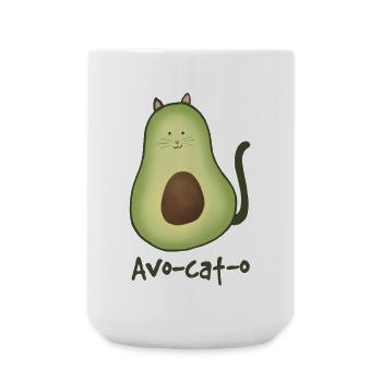Avo-Cat-o – Lustiges Wortspiel-Design 🥑🐱 - Große Tasse 440 ml - Weiß - Vorne