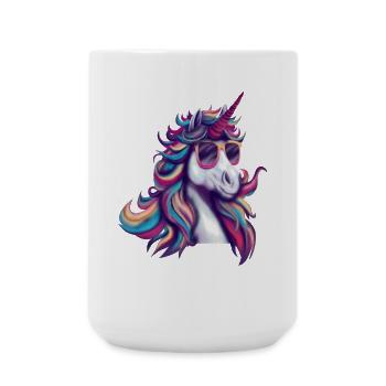 Licorne cool avec lunettes de soleil – Pop Art - Grande tasse 440 ml - blanc - Devant