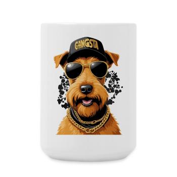 Irish Terrier Gangsta Gangster Dog Gift - Large Mug 440 ml - white - Front