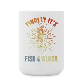 Finally It's Fish Clock - Large Mug 440 ml - white - Front