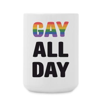 LGBT Pride Month - Schwul den ganzen Tag - Große Tasse 440 ml - Weiß - Vorne