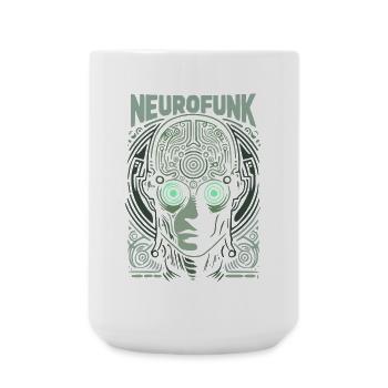 Neurofunk Cyborg Head Drum and Bass Music - Large Mug 440 ml - white - Front