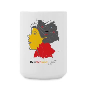 Landkarte mit stylischer Frau und Nationalfarben - Große Tasse 440 ml - Weiß - Vorne