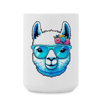 Alpaka mit Sonnenbrille - Große Tasse 440 ml - Weiß - Vorne