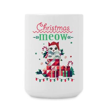 Chat espiègle en bas - Style de Noël laid - Grande tasse 440 ml - blanc - Devant