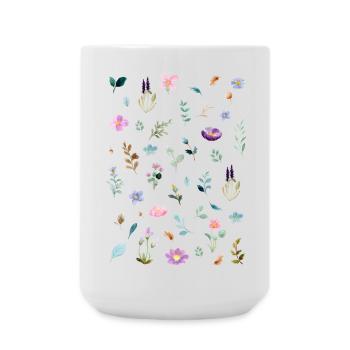 Watercolor Florals on Black - Large Mug 440 ml - white - Front