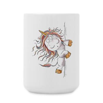 Drolliges Regenbogen Einhorn Fantasy - Große Tasse 440 ml - Weiß - Vorne
