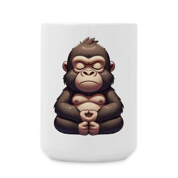 Süßer Gorilla Yoga Meditation Innere Ruhe Cartoon - Große Tasse 440 ml - Weiß - Vorne