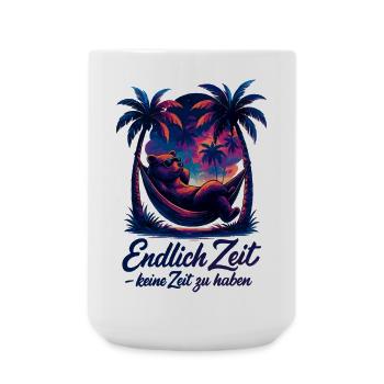 Ruhestand Rente Bär Rentner Palmen Zeit Geschenk - Große Tasse 440 ml - Weiß - Vorne