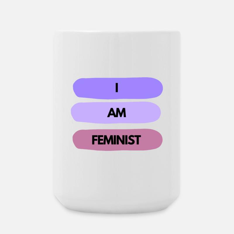 💜✊ I AM FEMINIST – Statement Shirt - Große Tasse 440 ml - Weiß