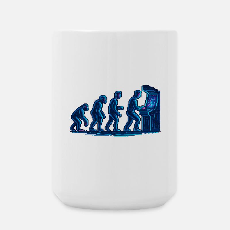 Evolution towards retro arcade - Large Mug 440 ml - white