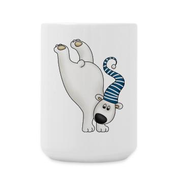 Winter Free Spirit Polar Bear with Striped Cap - Large Mug 440 ml - white - Front