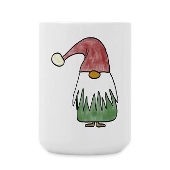 Fröhlicher Gartenzwerg mit Weihnachtsmütze - Große Tasse 440 ml - Weiß - Vorne