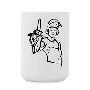Élagueur à la tronçonneuse - Grande tasse 440 ml - blanc - Devant