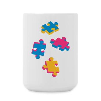 four puzzle pieces - Large Mug 440 ml - white - Front