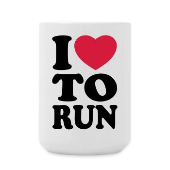 I love to run - Ich liebe es zu laufen - Große Tasse 440 ml - Weiß - Vorne