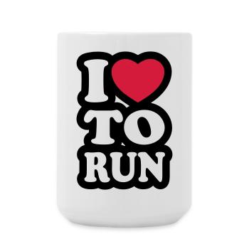 I love to run - Ich liebe es zu laufen - Große Tasse 440 ml - Weiß - Vorne