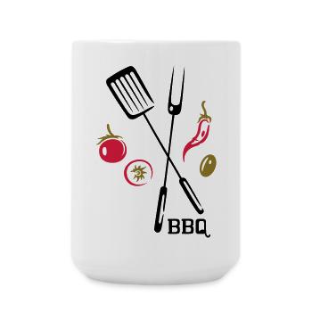 BBQ, barbecue, grill, cook - Large Mug 440 ml - white - Front
