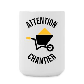 Attention Chantier - Grande tasse 440 ml - blanc - Devant