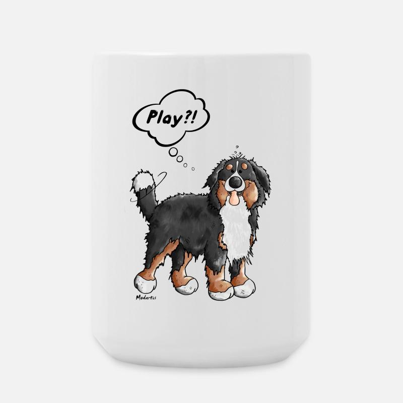 Play bernese mountain dog - Large Mug 440 ml - white