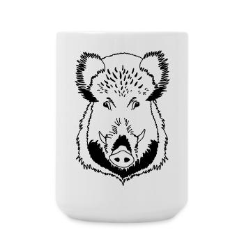 Tête de sanglier noir et blanc - Grande tasse 440 ml - blanc - Devant