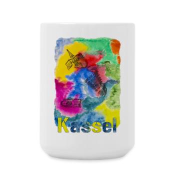 Kassel - ein Aquarell für eine wunderschöne Stadt - Große Tasse 440 ml - Weiß - Vorne