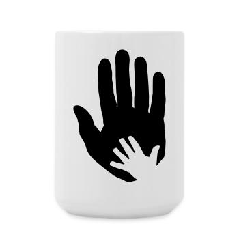 Baby, child hand in adult parent hand. - Large Mug 440 ml - white - Front